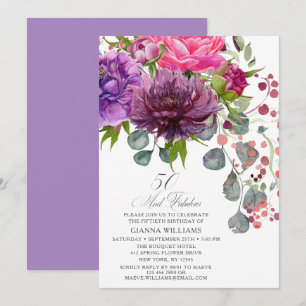 50 en Fabulous Elegant Floral 50th Birthday Kaart