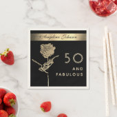 50 en Fabulous Elegant Glam Zwart en Gouden Bloem Servet (Insitu)