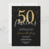 50 en Fabulous Elegant Gold Black 50e verjaardag Kaart (Voorkant)