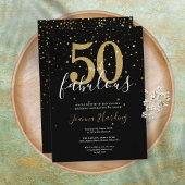 50 en Fabulous Elegant Gold Black 50e verjaardag Kaart