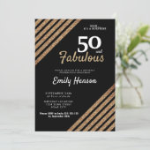 50 en Fabulous Elegant Gold Glitter 50e verjaardag Kaart (Staand voorkant)