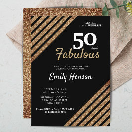 50 en Fabulous Elegant Gold Glitter 50e verjaardag Kaart
