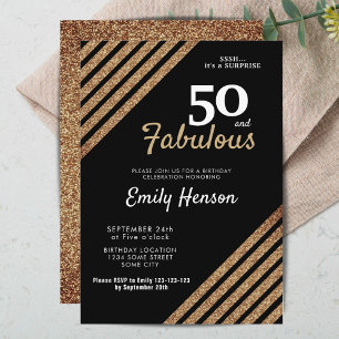 50 en Fabulous Elegant Gold Glitter 50e verjaardag Kaart