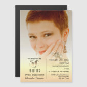 50 en Fabulous, Elegant Goud 50ste Verjaardag Foto Magnetische Uitnodiging (Voorkant / Achterkant)