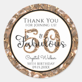 50 EN FABULOUS Elegant Goud Dank u Favor Tag Ronde Sticker