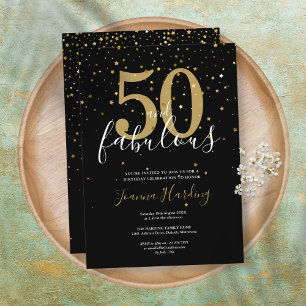 50 en Fabulous Elegant Goud Zwart 50ste Verjaardag Kaart
