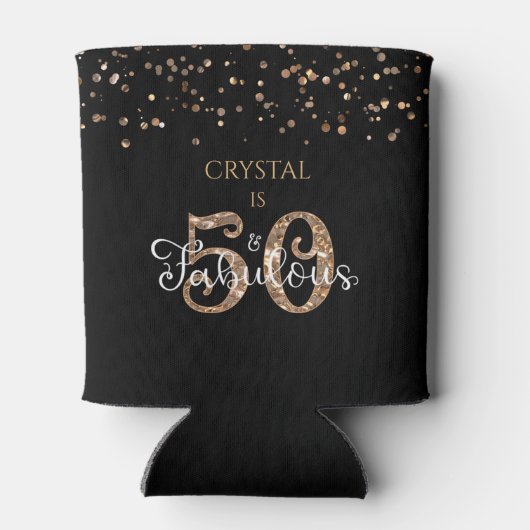 50 EN FABULOUS Elegant Koper Goud Confetti Zwart Blikjeskoeler (Achterkant)