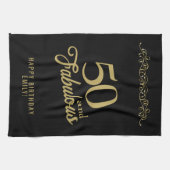 50 en Fabulous Elegant Ornament 50th Birthday Theedoek (Horizontaal)