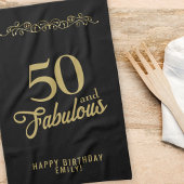 50 en Fabulous Elegant Ornament 50th Birthday Theedoek