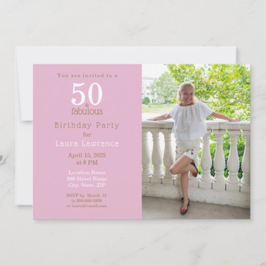 50 en Fabulous Elegant Paarse 50ste Verjaardagsfee Kaart (Voorkant)