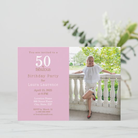 50 en Fabulous Elegant Paarse 50ste Verjaardagsfee Kaart (Staand voorkant)