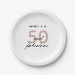 50. en Fabulous Elegant Pink 50th Birthday Party Papieren Bordje