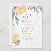 50 en Fabulous Elegant Pink Marmer Birthday Kaart (Voorkant)