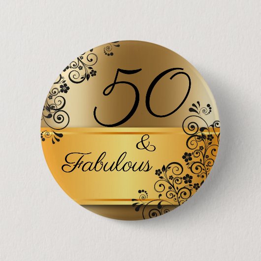50 en Fabulous Elegant Ronde Button 5,7 Cm (Voorkant)