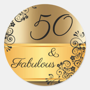 50 en Fabulous Elegant Ronde Sticker