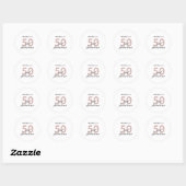 50 en Fabulous Elegant Roze 50ste Verjaardagsfeest Ronde Sticker (Vel)