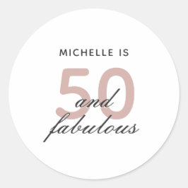 50 en Fabulous Elegant Roze 50ste Verjaardagsfeest Ronde Sticker