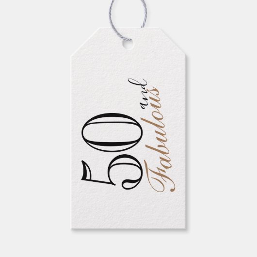 50 en Fabulous Elegant Script 50th Birthday Cadeaulabel (Voorkant)