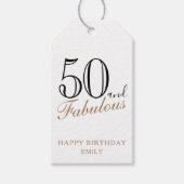 50 en Fabulous Elegant Script 50th Birthday Cadeaulabel (Voorkant)