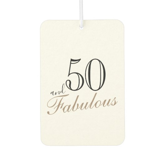 50 en Fabulous Elegant Script Birthday Foto Luchtverfrisser (Voorkant)