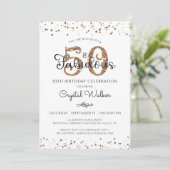 50 EN FABULOUS Elegant Script Black Gold Confetti Kaart (Staand voorkant)
