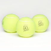 50 en Fabulous Elegant Script Naam 50th Verjaardag Tennisballen (Multi)