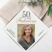 50 en Fabulous Elegant Script Photo 50th Birthday Servet