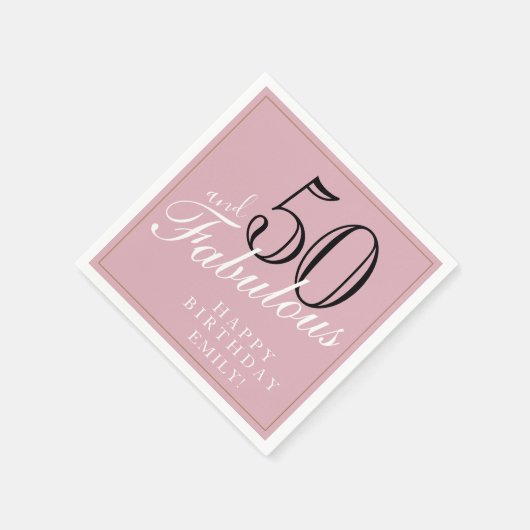 50 en Fabulous Elegant Script Pink 50th Birthday Servet (Hoek)