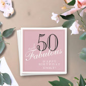 50 en Fabulous Elegant Script Pink 50th Birthday Servet