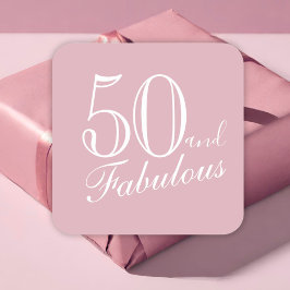 50 en Fabulous Elegant Script Pink 50th Birthday Vierkante Sticker