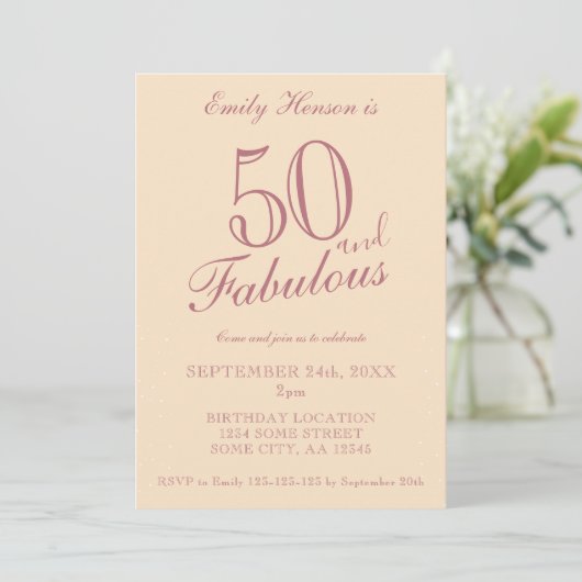 50 en Fabulous Elegant Script Verjaardag Kaart (Staand voorkant)