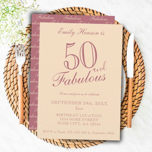 50 en Fabulous Elegant Script Verjaardag Kaart