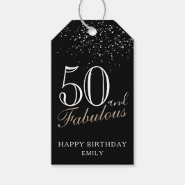 50 en Fabulous Elegant Script Zwart 50ste verjaard Cadeaulabel