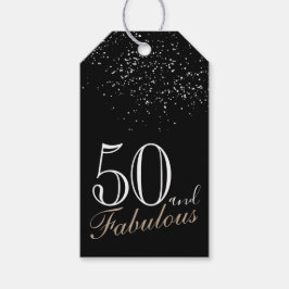 50 en Fabulous Elegant Script Zwart 50ste verjaard Cadeaulabel