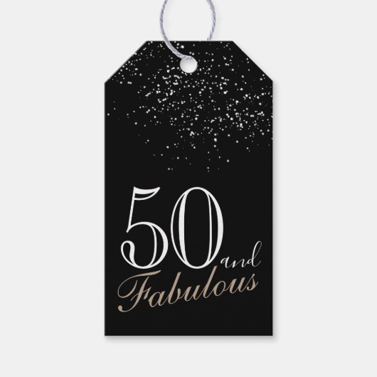 50 en Fabulous Elegant Script Zwart 50ste verjaard Cadeaulabel (Voorkant)