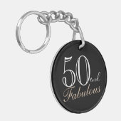 50 en Fabulous Elegant Script Zwart 50ste verjaard Sleutelhanger (Voorkant Links)