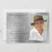 50 en Fabulous Elegant Zilver Foto Kaart (Voorkant)