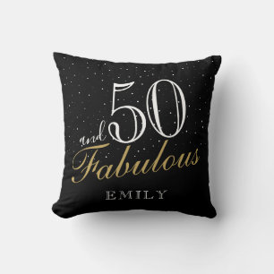 50 en Fabulous Elegant Zwart 50ste Verjaardag Kussen