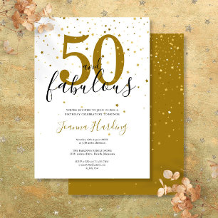 50 en Fabulous Elegante Gouden en Zwarte Verjaarda Kaart