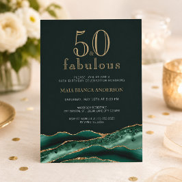 50 en Fabulous Emerald Green Agate 50th Birthday Kaart