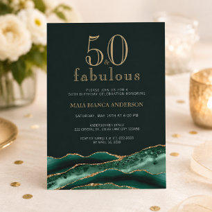 50 en Fabulous Emerald Green Agate 50th Birthday Kaart