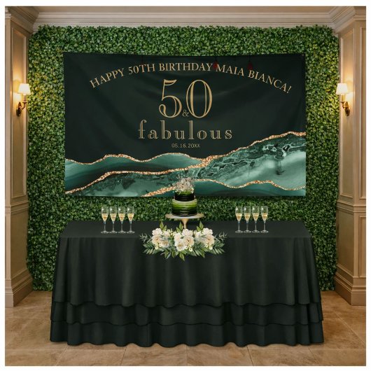 50 en Fabulous Emerald Green Agate 50th Birthday Spandoek