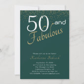 50 en Fabulous Emerald Green Gold 50th Birthday Kaart (Voorkant)