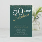 50 en Fabulous Emerald Green Gold 50th Birthday Kaart (Staand voorkant)