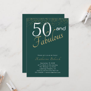 50 en Fabulous Emerald Green Gold 50th Birthday  Kaart