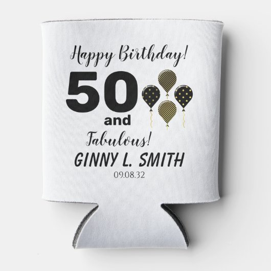 50 en Fabulous Fiftieth Birthday Koelbox Favor Blikjeskoeler (Voorkant)