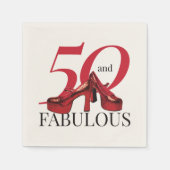 50- en Fabulous Fiftieth Birthday Party Paper Servet (Voorkant)