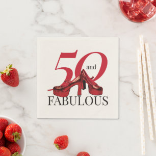 50- en Fabulous Fiftieth Birthday Party Paper Servet