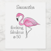 50 en Fabulous Flamingo Custom Wijn Etiket (Enkel label)