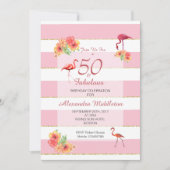 50 en Fabulous Flamingos Tropical Pink Birthday Kaart (Voorkant)